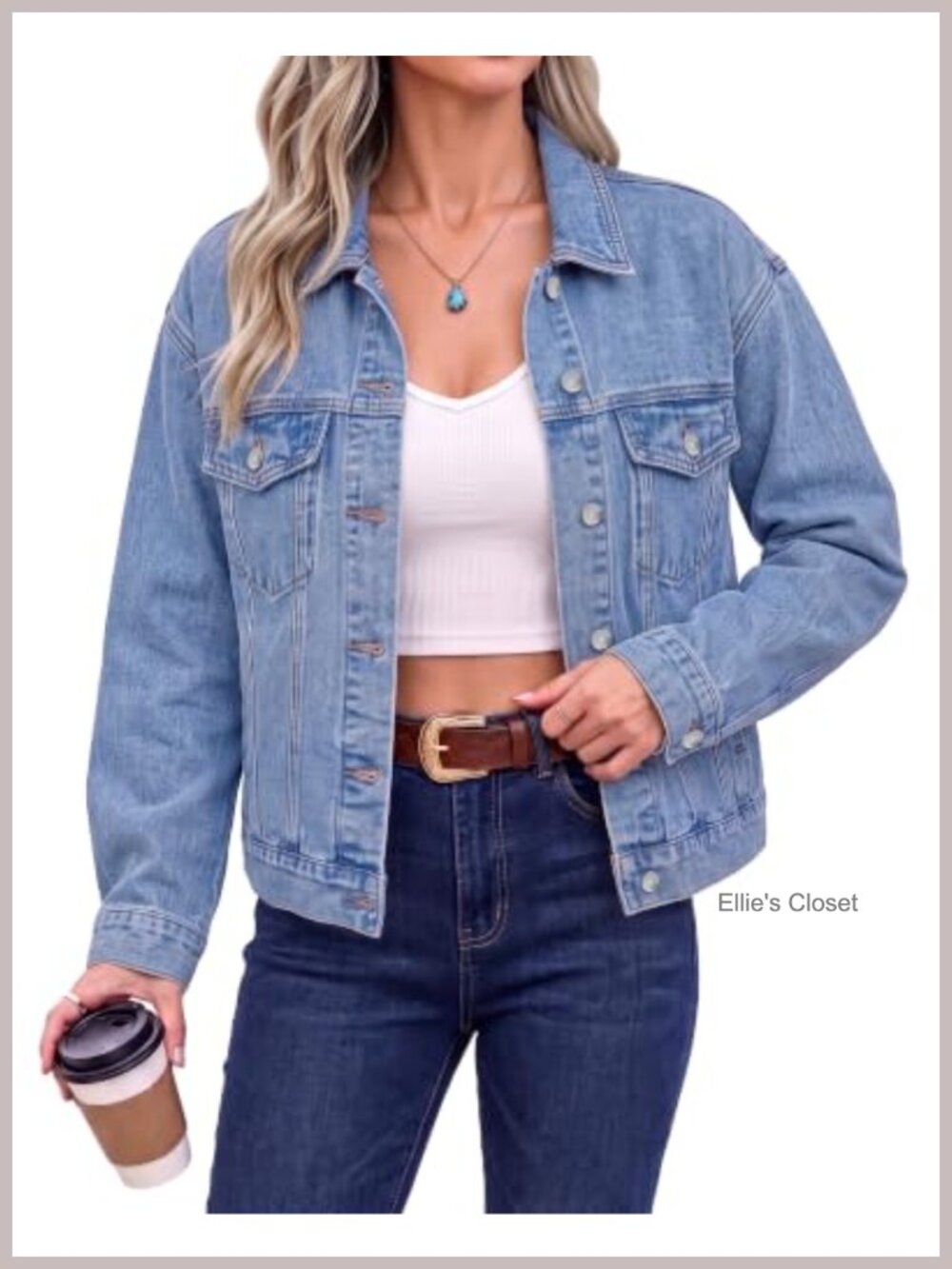 Oversized Denim Jean Jacket Women Long Sleeve Button Down